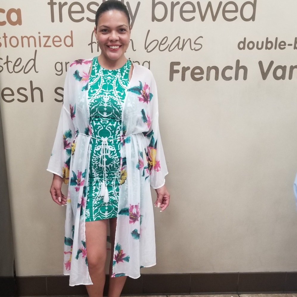 sheer Floral bathing suit cover